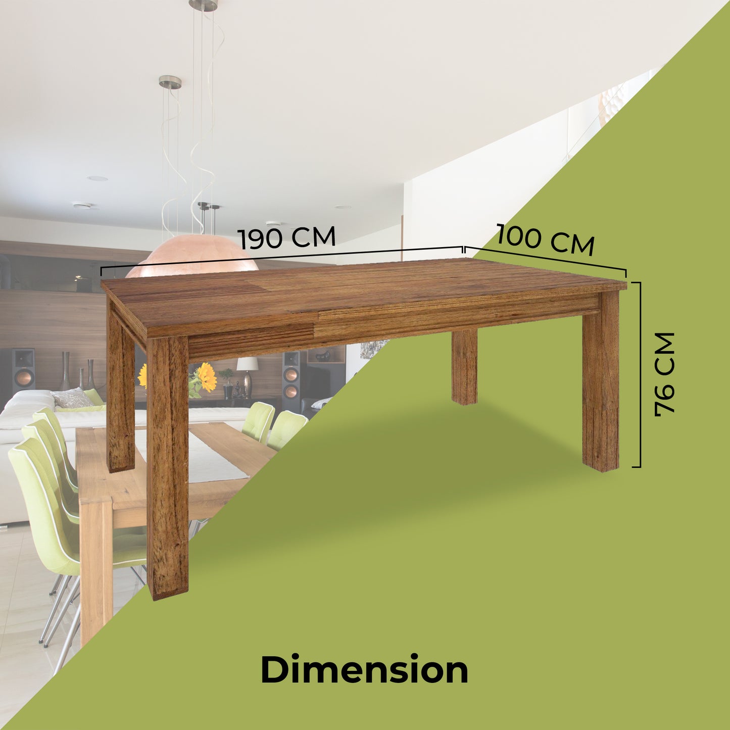 Dining Table 190cm Solid Mt Ash Wood Home Dinner Furniture - Brown