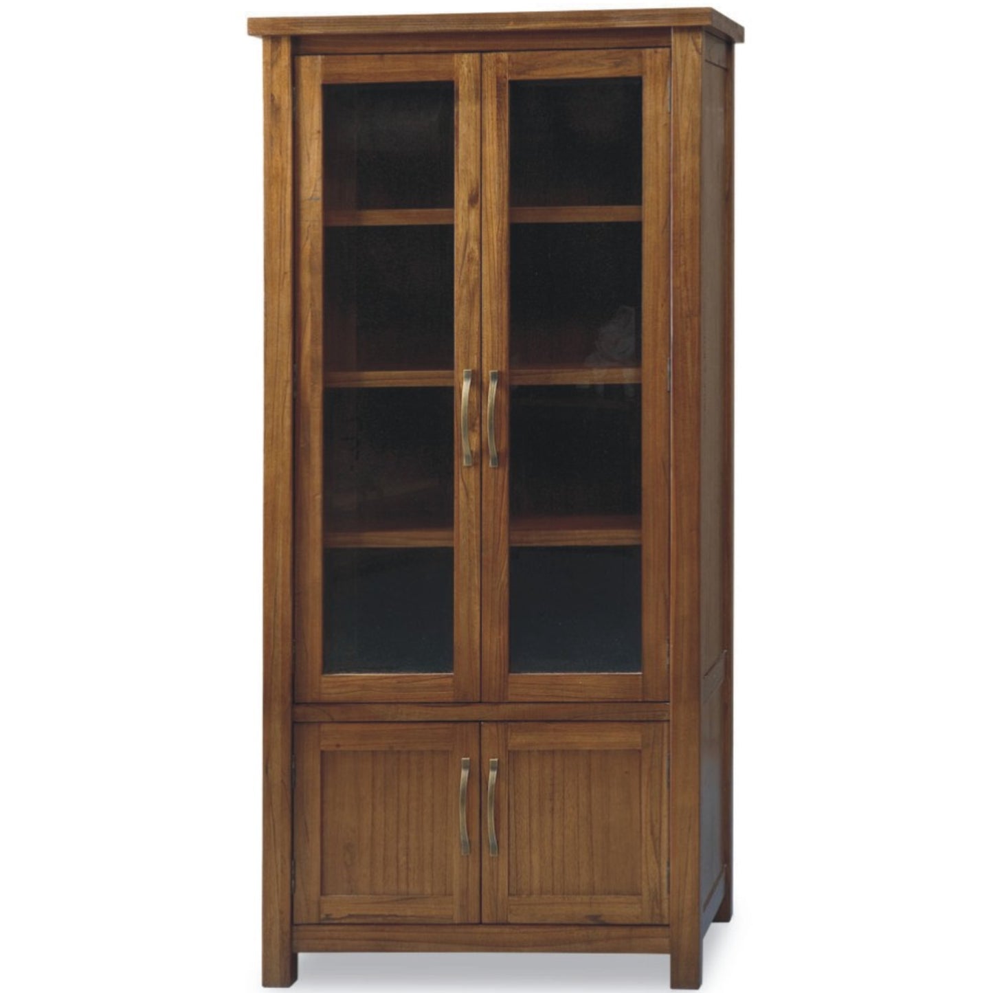 Birdsville Display Unit Glass Door Bookcase Solid Mt Ash Timber Wood - Brown