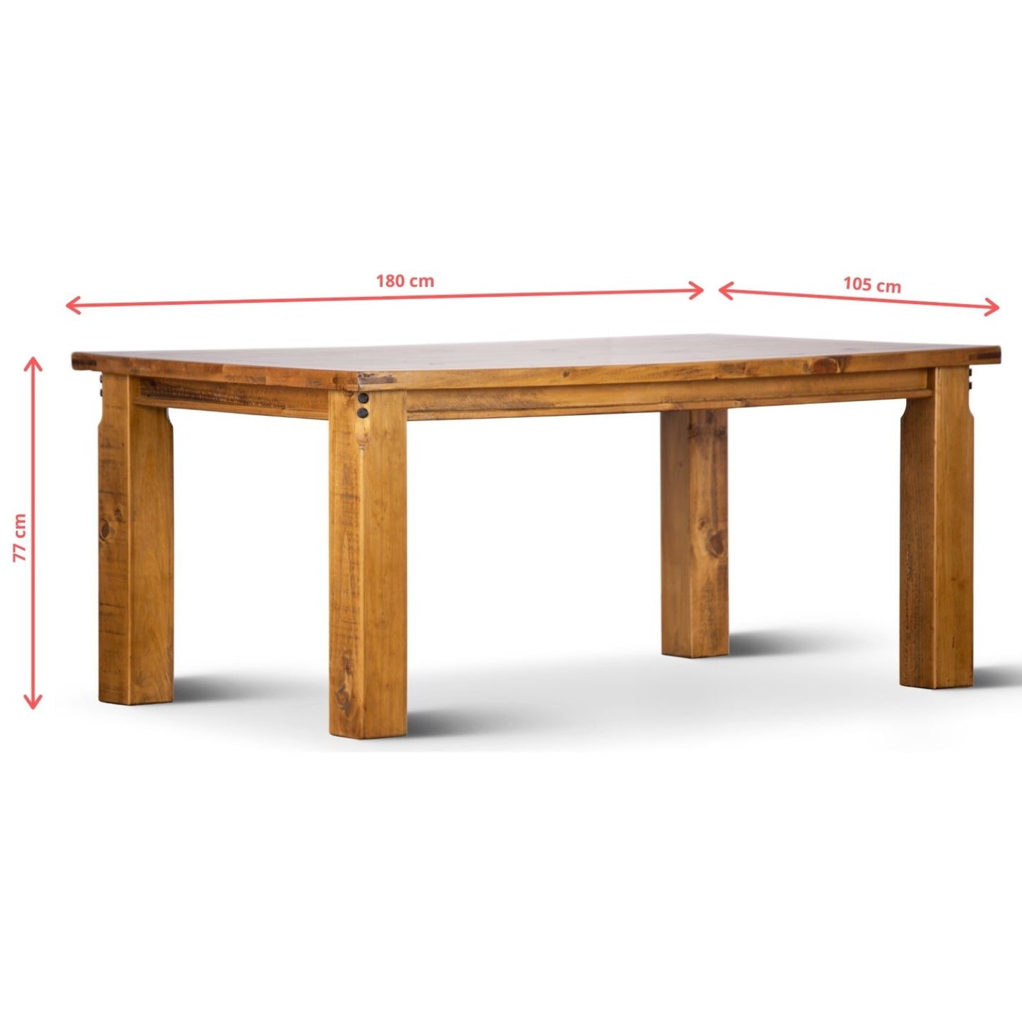 Dining Table 180cm Solid Pine Timber Wood Furniture - Rustic Oak