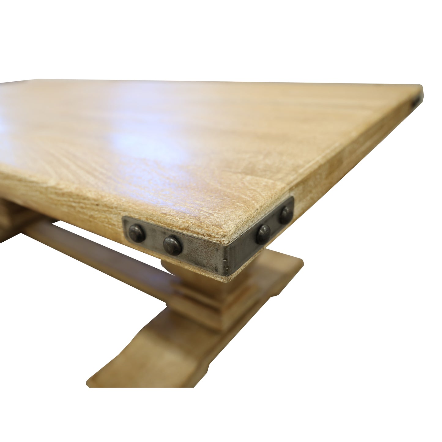 Coffee Table 140cm Pedestal Solid Mango Timber Wood - Honey Wash