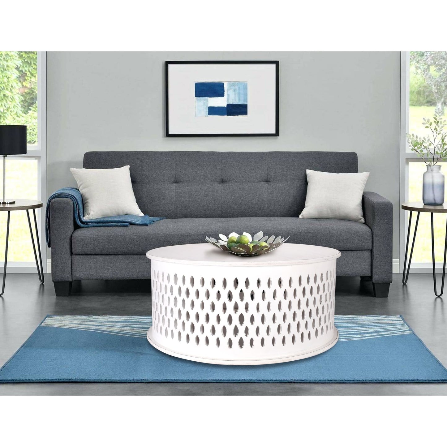 Wooden Round 80cm Coffee Table - White