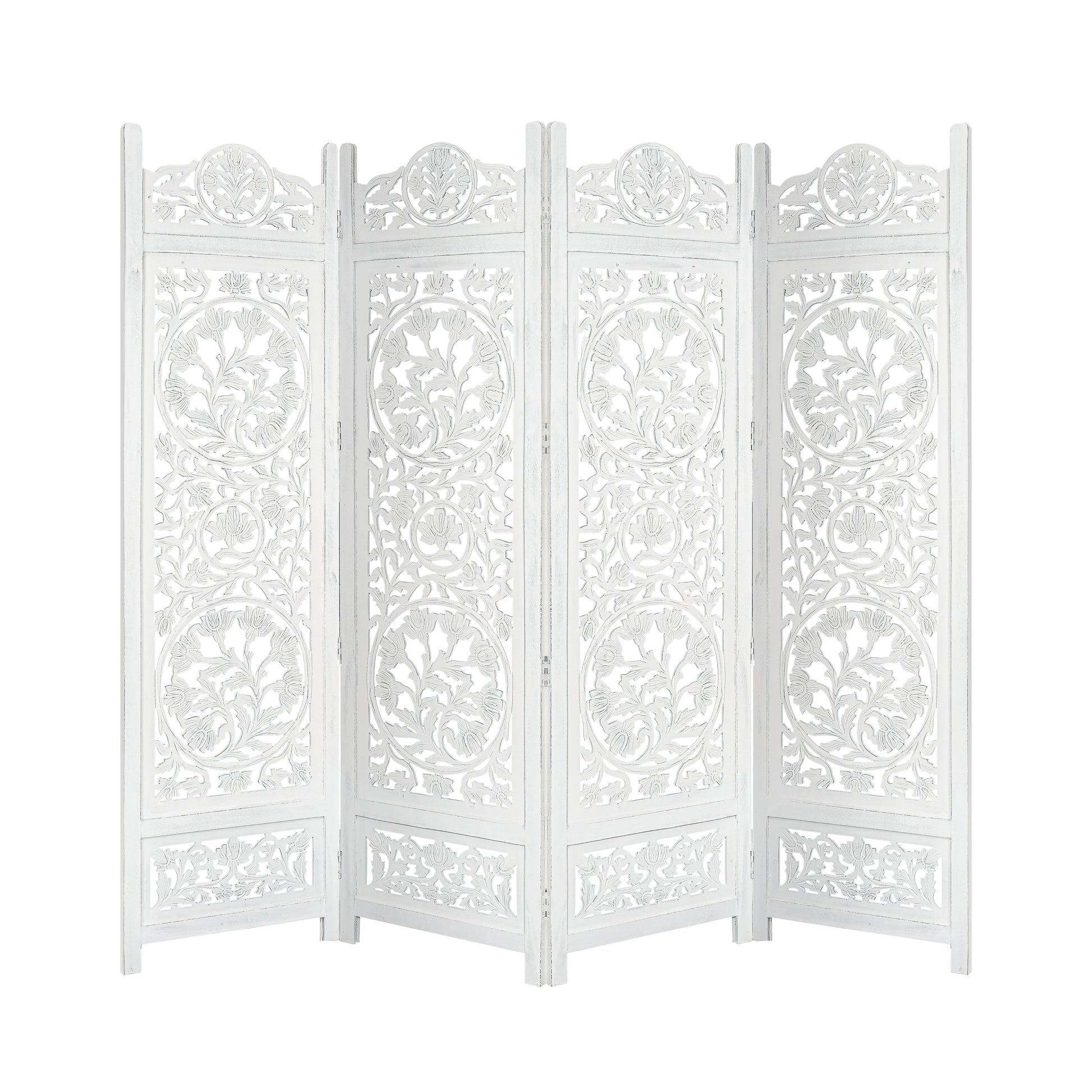 Koch 4 Panel Room Divider Screen Privacy Shoji Timber Wood Stand - White