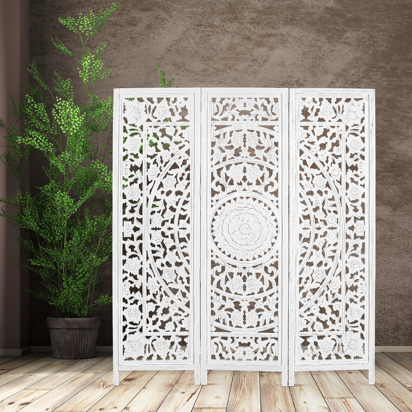 Jans 3 Panel Room Divider Screen Privacy Shoji Timber Wood Stand - White