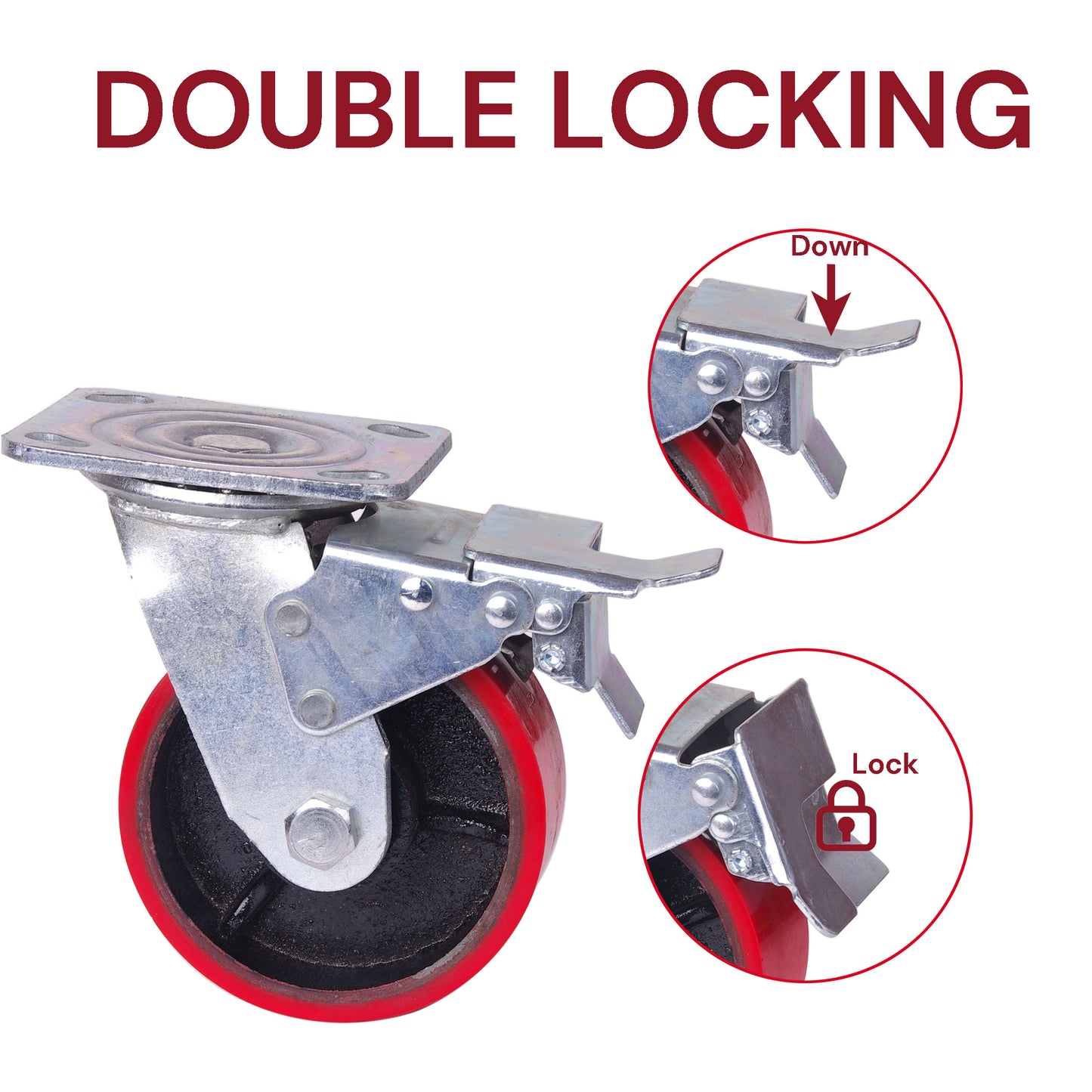 5 inch Industrial 500KG CWheels Swivel with Brake Locking Casters Castor Wheels Cart Furniture Workbench