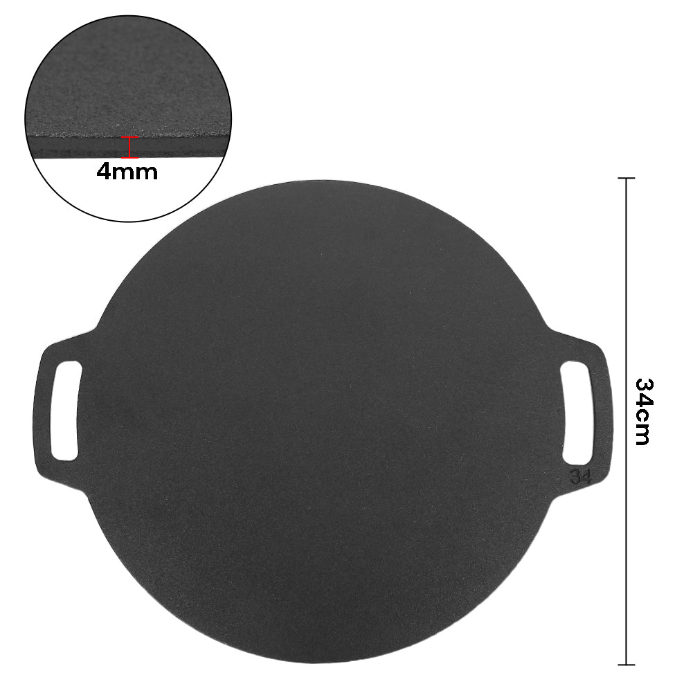 Cast Iron Crepes Pan 34cm Seasoned Induction Baking Pancake Tool Pizza Bakeware