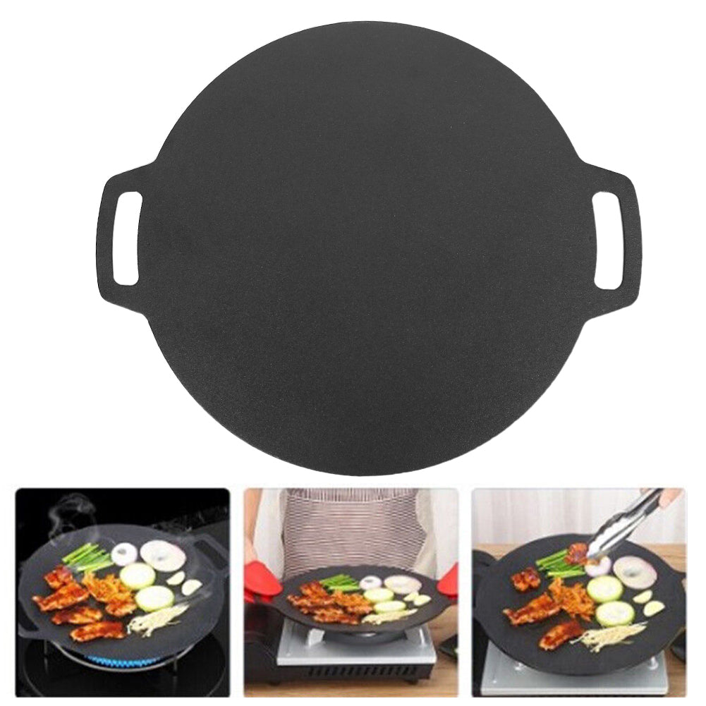 Cast Iron Crepes Pan 34cm Seasoned Induction Baking Pancake Tool Pizza Bakeware