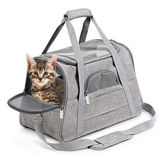 Pet Carrier Travel Bag for Cats & Small Dogs with Cozy Bed & Shoulder Strap
