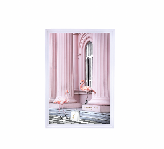 White Framed Artwork Saint Pink - 90cm x 60cm