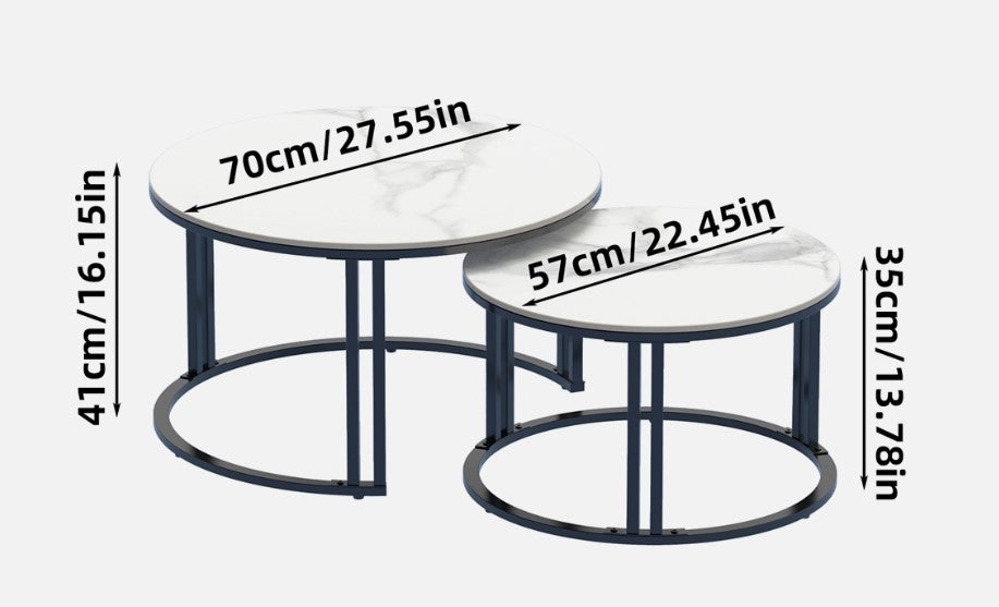 Premier Nested Coffee Table Set - White Marble Stone