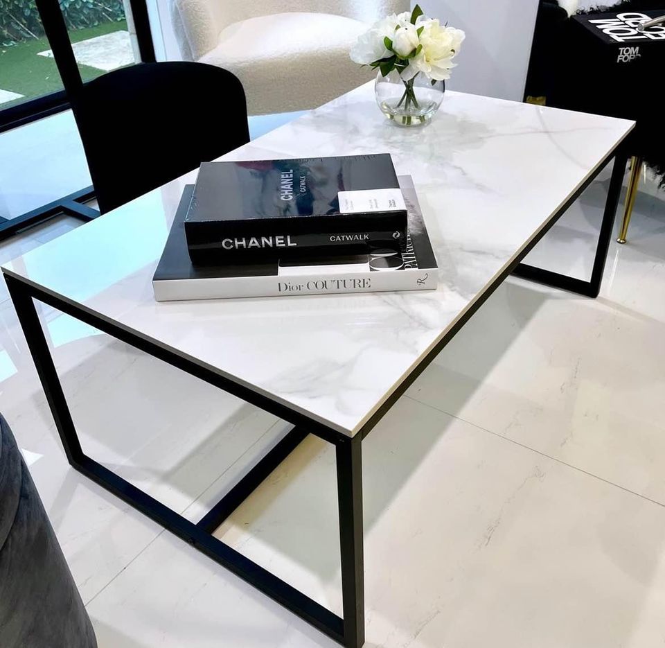 Monaco Rectangle Coffee Table - White Marble Stone