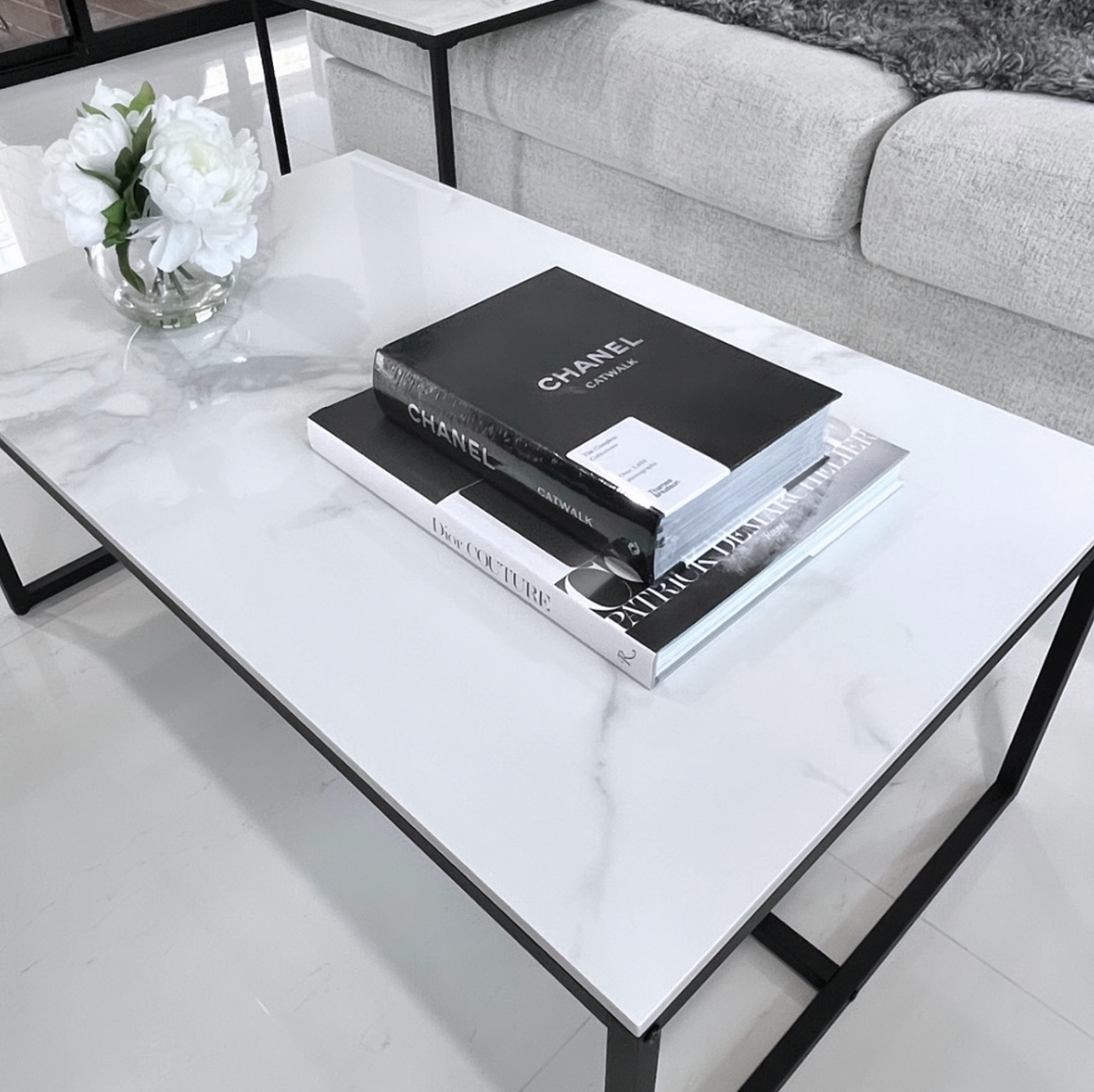 Monaco Rectangle Coffee Table - White Marble Stone