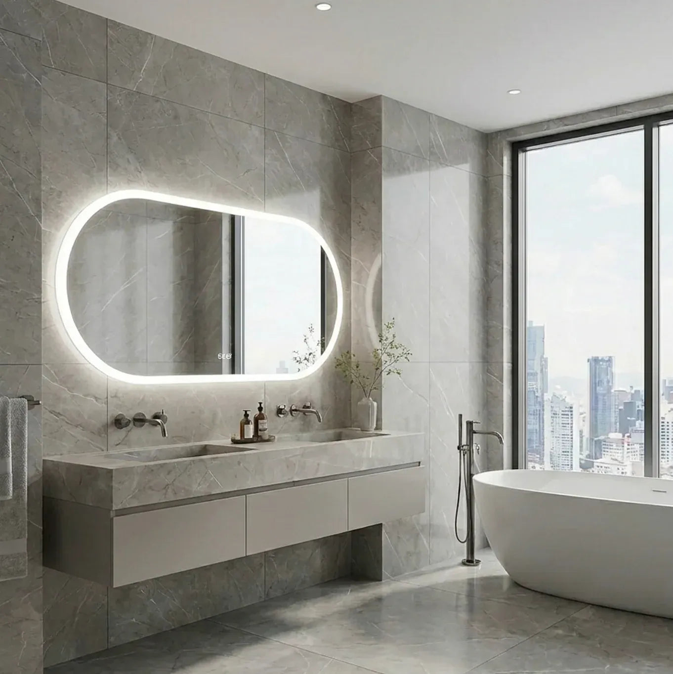 Interior Ave - LED Oval Frameless Salon / Bathroom Wall Mirror - 60 x 120cm
