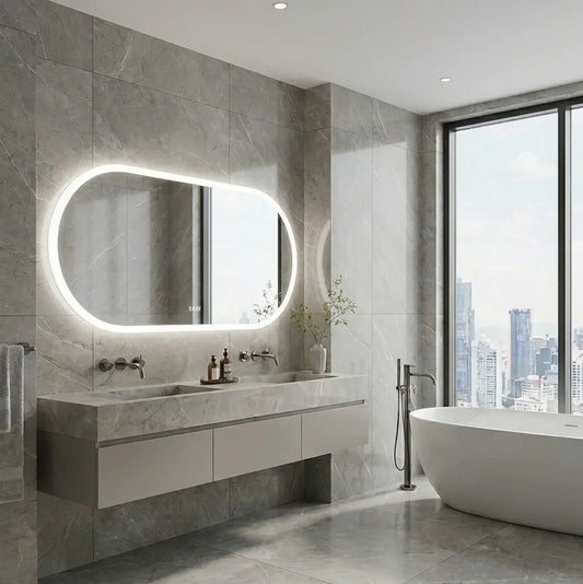 Interior Ave - LED Oval Frameless Salon / Bathroom Wall Mirror - 60 x 120cm
