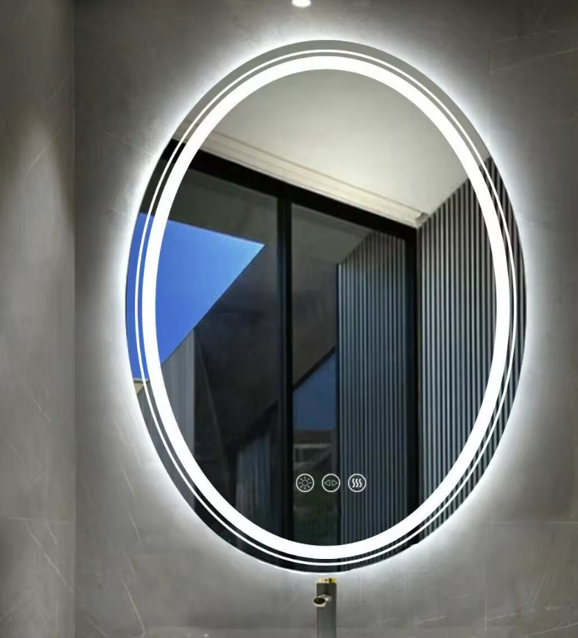 LED Oval Frameless Salon / Bathroom Wall Mirror - 50 x 70cm