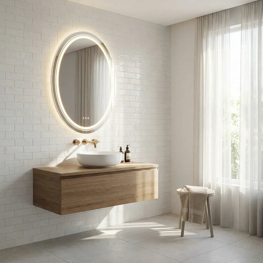 LED Oval Frameless Wall Mirror Salon / Bathroom - 60 x 80cm