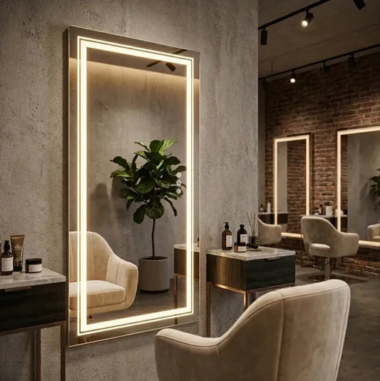 LED Rectangle Frameless Wall Mirror Salon / Bathroom - 100 x 60cm