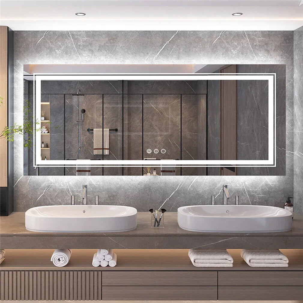 LED Rectangle Frameless Wall Mirror Salon / Bathroom - 120 x 80cm