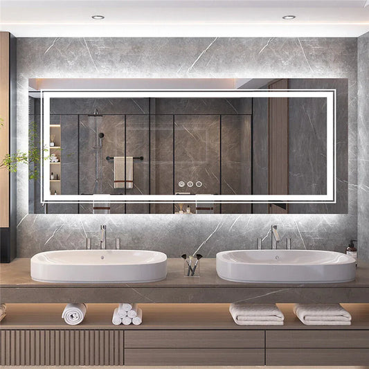 LED Rectangle Frameless Wall Mirror Salon / Bathroom - 120 x 80cm