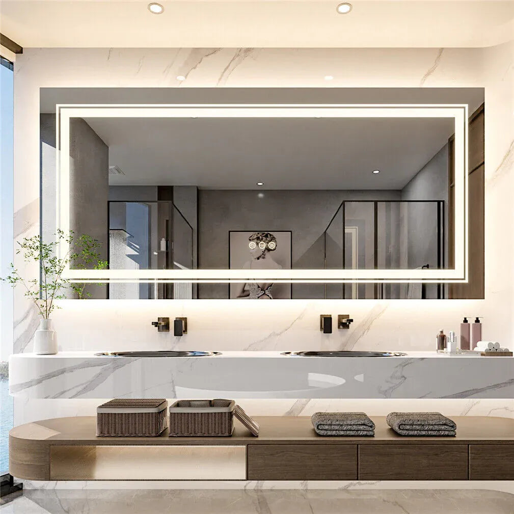 LED Rectangle Frameless Wall Mirror Salon / Bathroom - 120 x 80cm