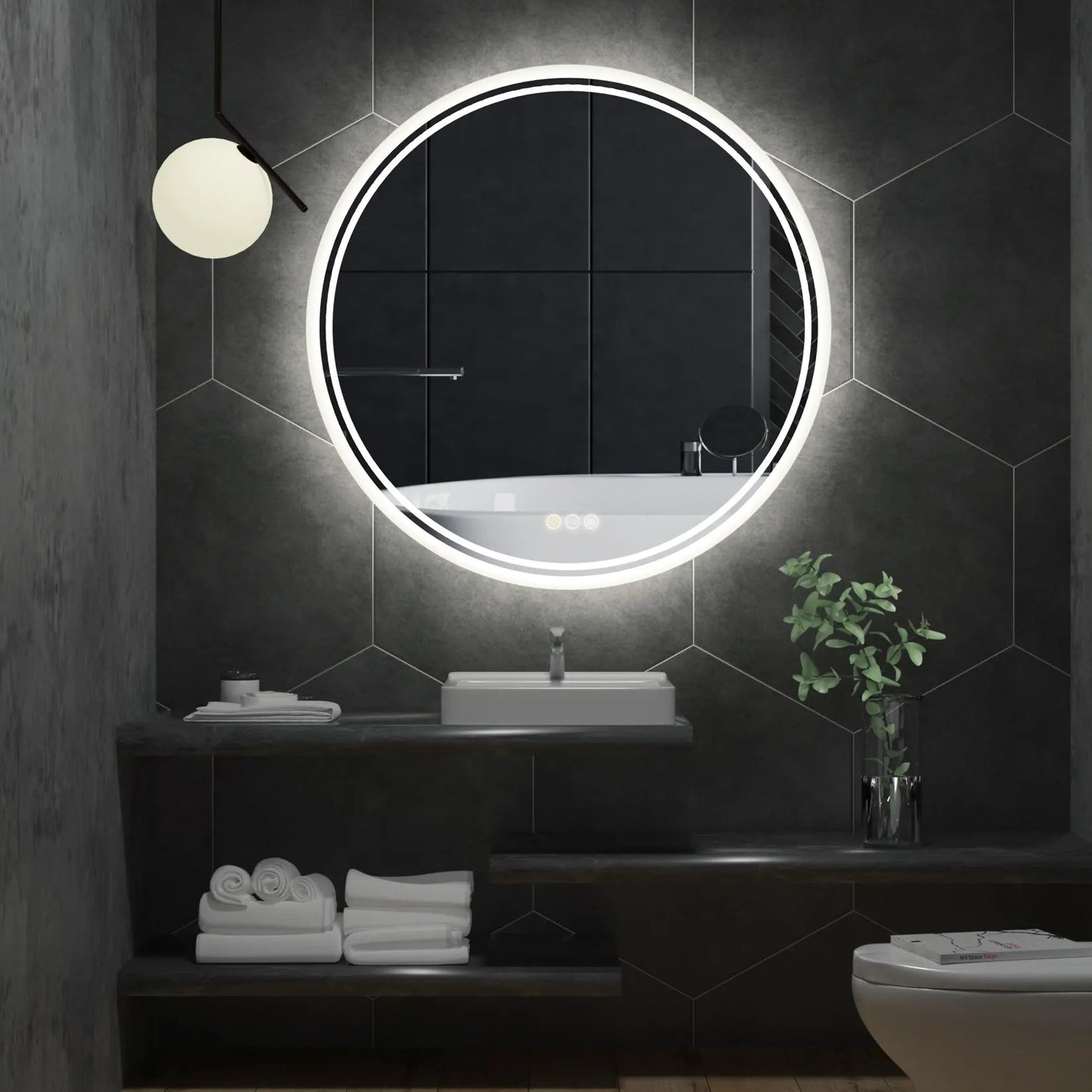 LED Round Frameless Salon /  Bathroom Wall Mirror - 60cm