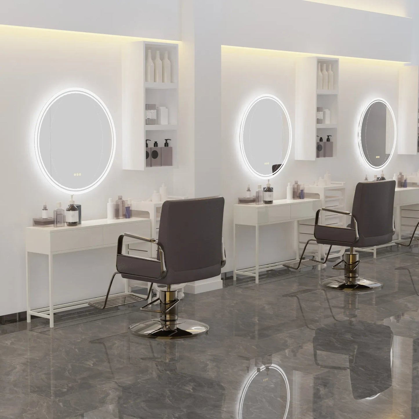 LED Round Frameless Salon / Bathroom Wall Mirror - 80m