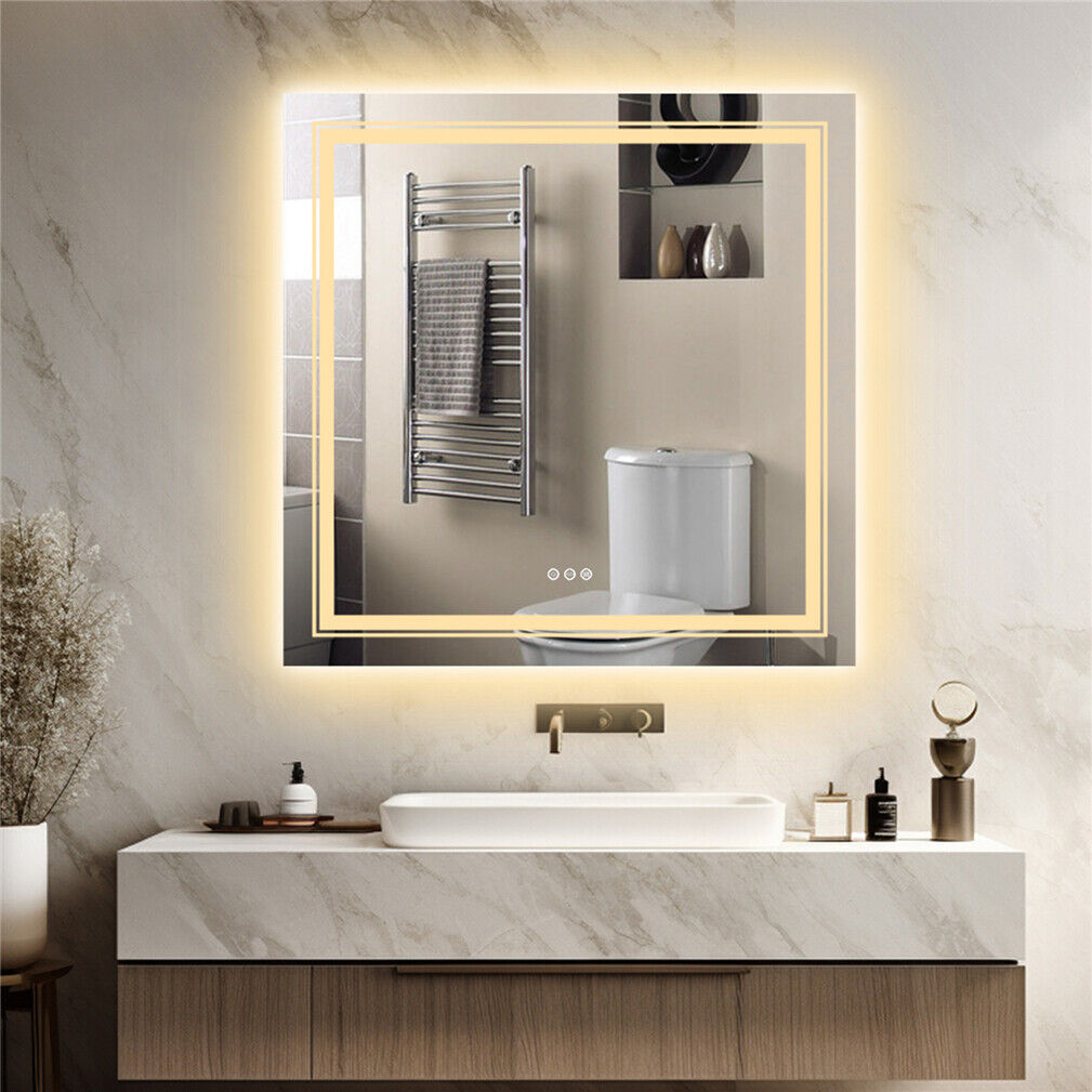 LED Square Frameless Salon / Bathroom Wall Mirror - 80 x 80cm