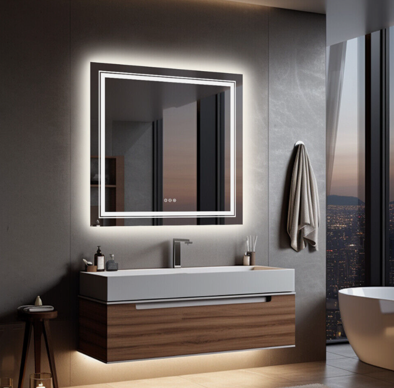 LED Square Frameless Wall Mirror Salon / Bathroom - 80 x 80cm