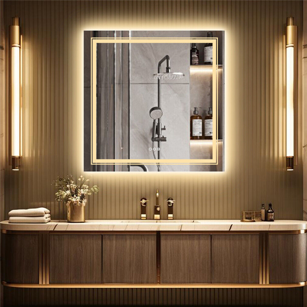 LED Square Frameless Wall Mirror Salon / Bathroom - 90 x 90cm