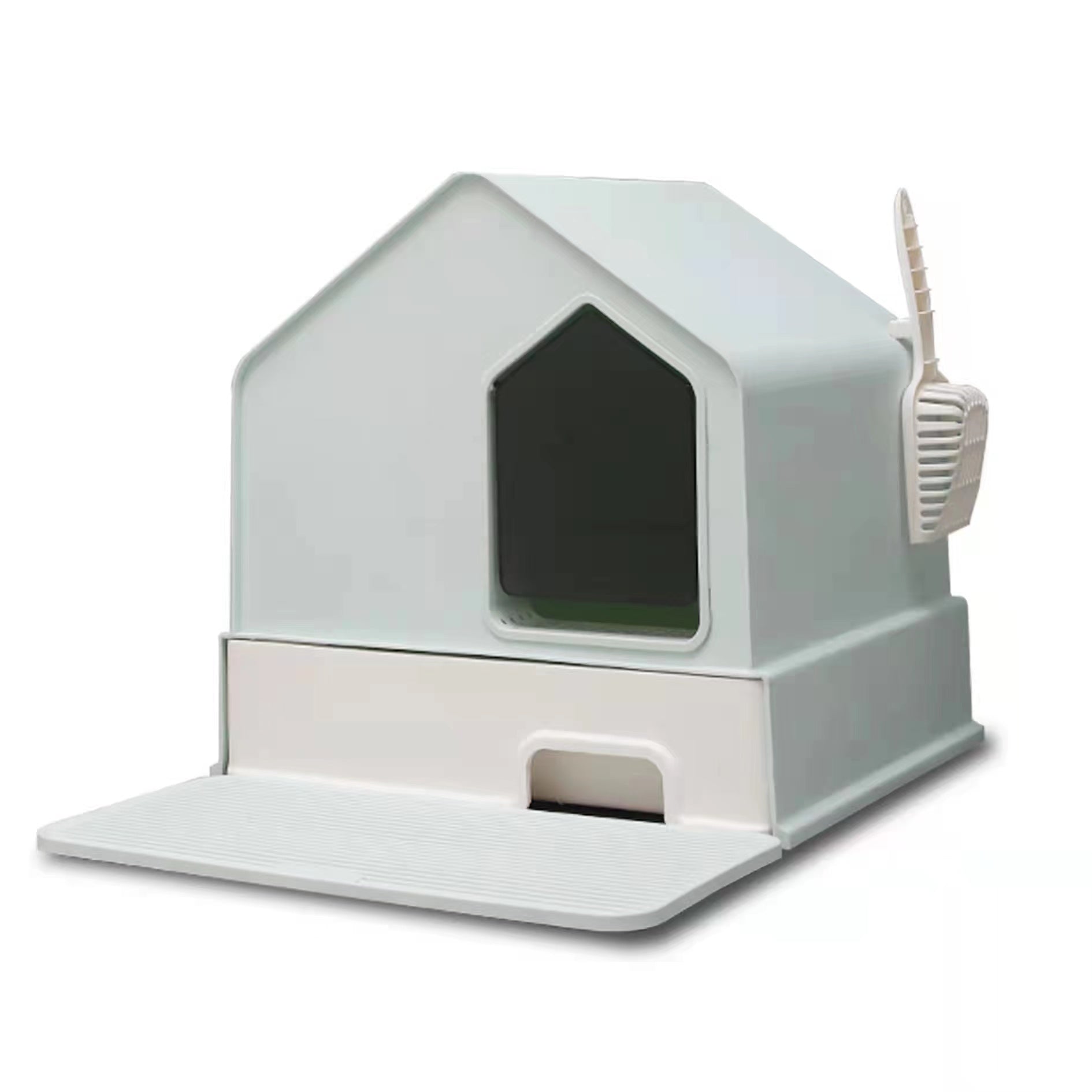 Petwiz Enclosed Cat Litter Box House ‚Äì Green