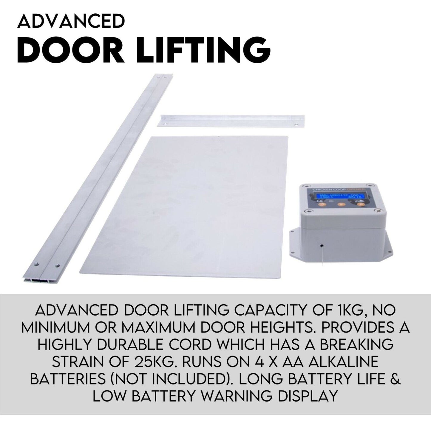 Chicken Coop Door with Digital LCD Screen Timer and Sensor