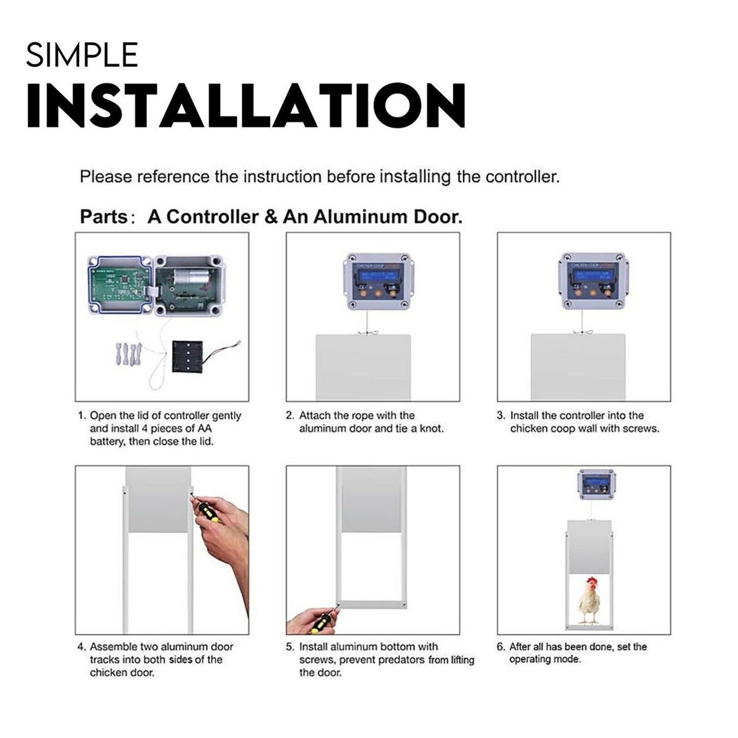 Chicken Coop Door with Digital LCD Screen Timer and Sensor