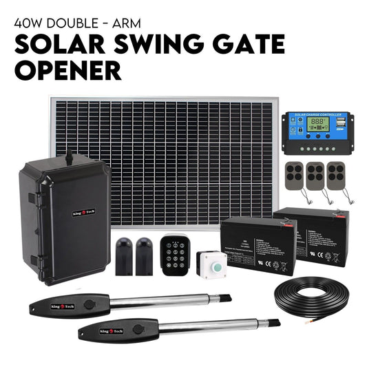 Swing Gate Opener Automatic Full Solar Power Kit with Remote Control - Double