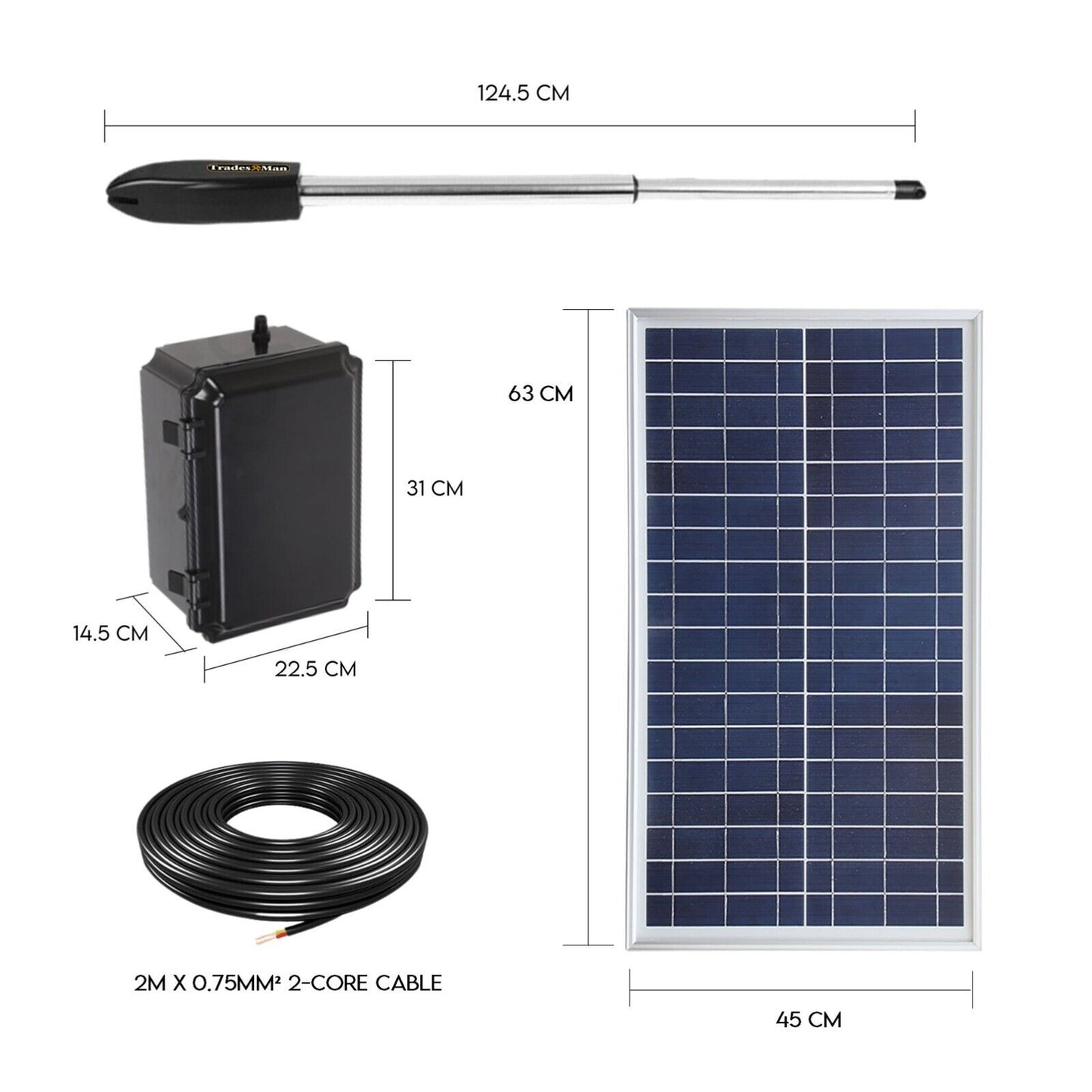 Swing Gate Opener Automatic Full Solar Power Kit with Remote Control - Double