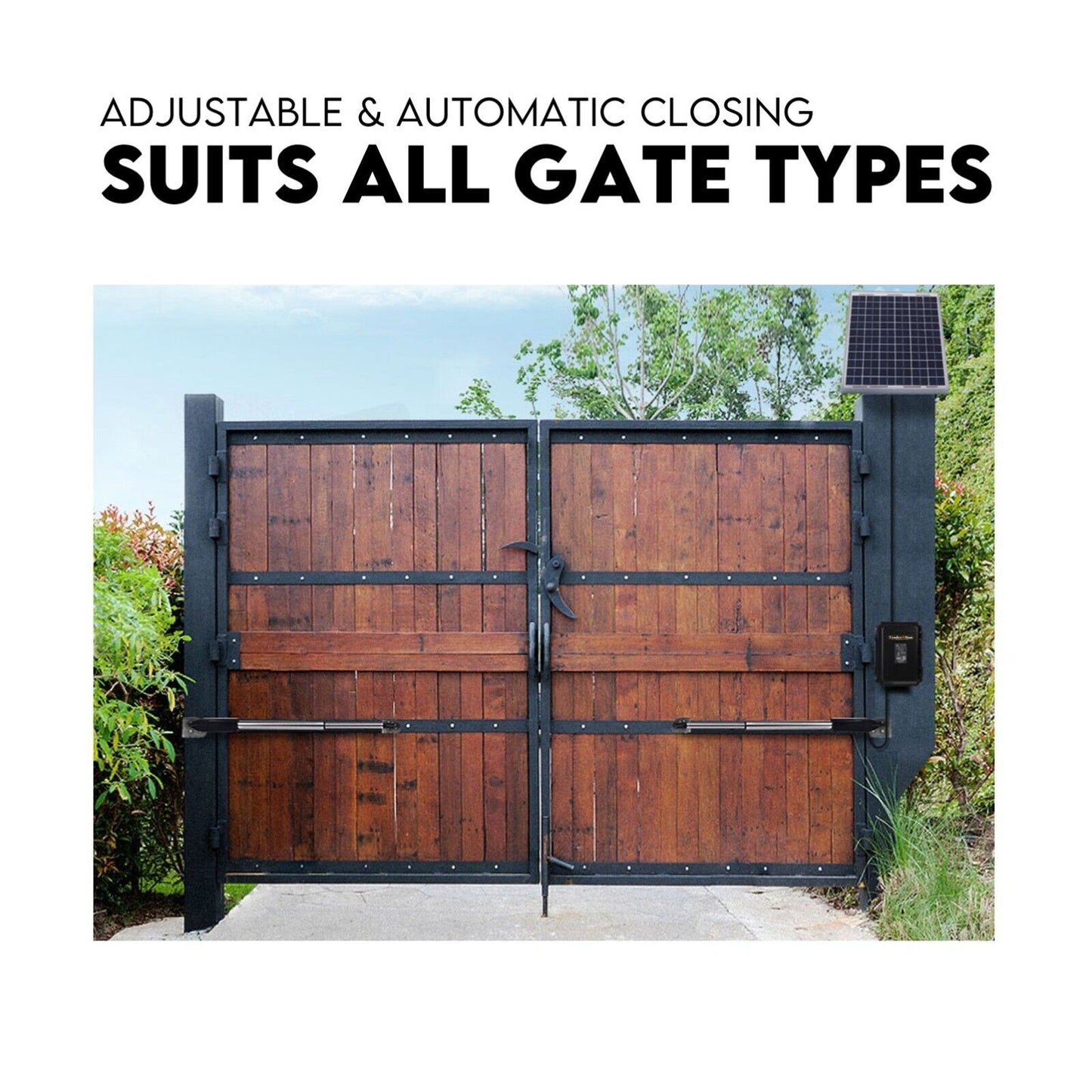 Swing Gate Opener Automatic Full Solar Power Kit with Remote Control - Double