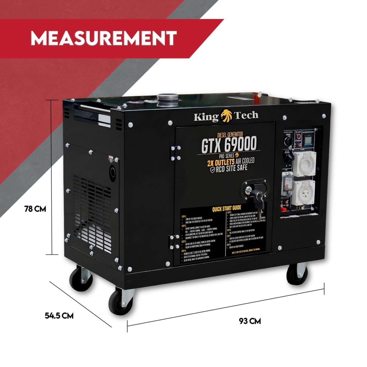 KINGTECH Diesel Generator 8.4kW Max 6kW Rated Single Phase