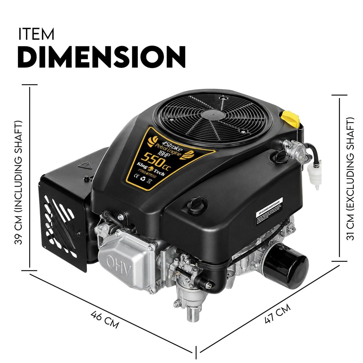 Lawn Mower Engine Petrol 18HP Vertical Shaft 4 Stroke OHV Ride-On Motor
