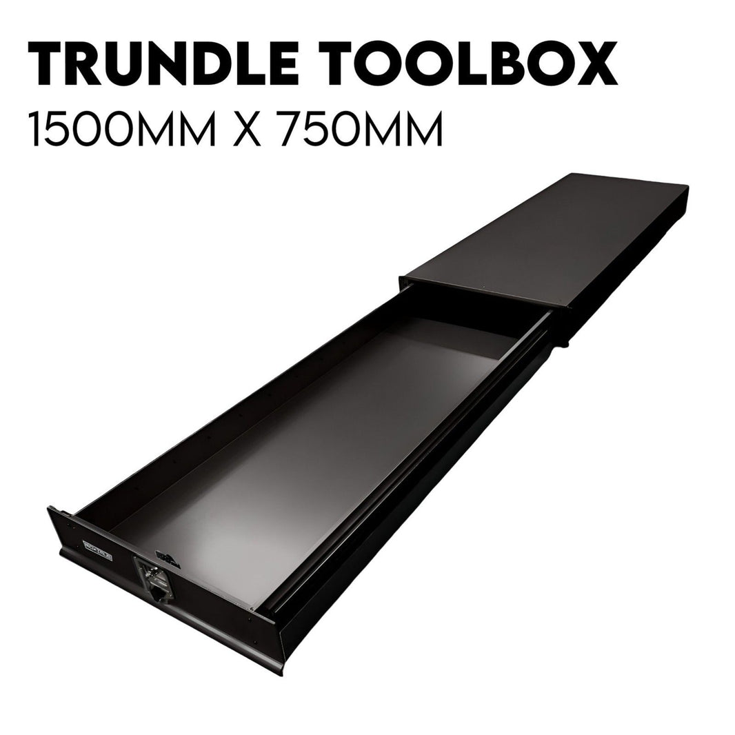 Under Tray Body Tool Box Trundle Drawer 1500mm Long UTE Truck Toolbox - Black