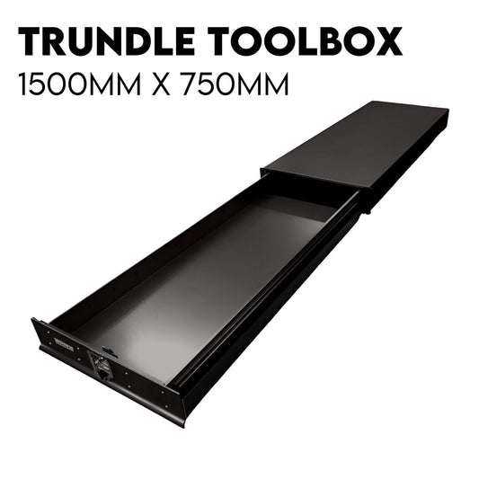 Under Tray Body Tool Box Trundle Drawer 1500mm Long UTE Truck Toolbox - Black