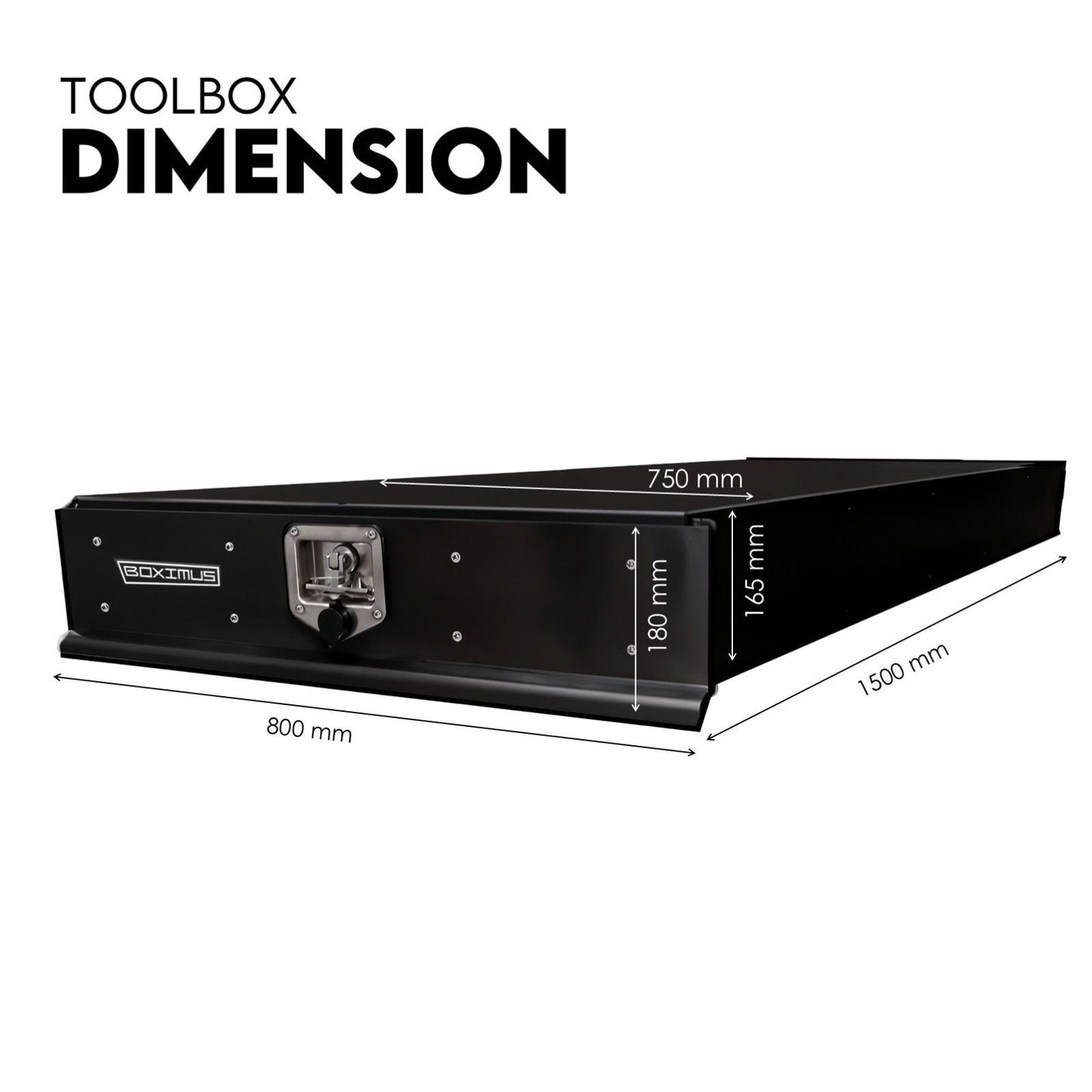 Under Tray Body Tool Box Trundle Drawer 1500mm Long UTE Truck Toolbox - Black