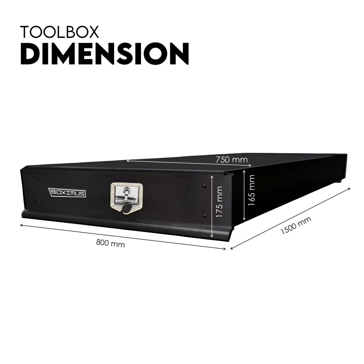 Under Tray Body Tool Box Trundle Drawer 1500mm Long UTE Truck Toolbox - Black