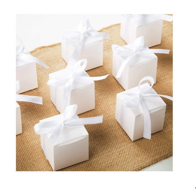 50 Pack White 8x8x8cm Square Cube Card Gift Box - Folding Packaging Small Rectangle Square for Wedding Jewelry Gift Party Favor Candy Chocolate Soap Box