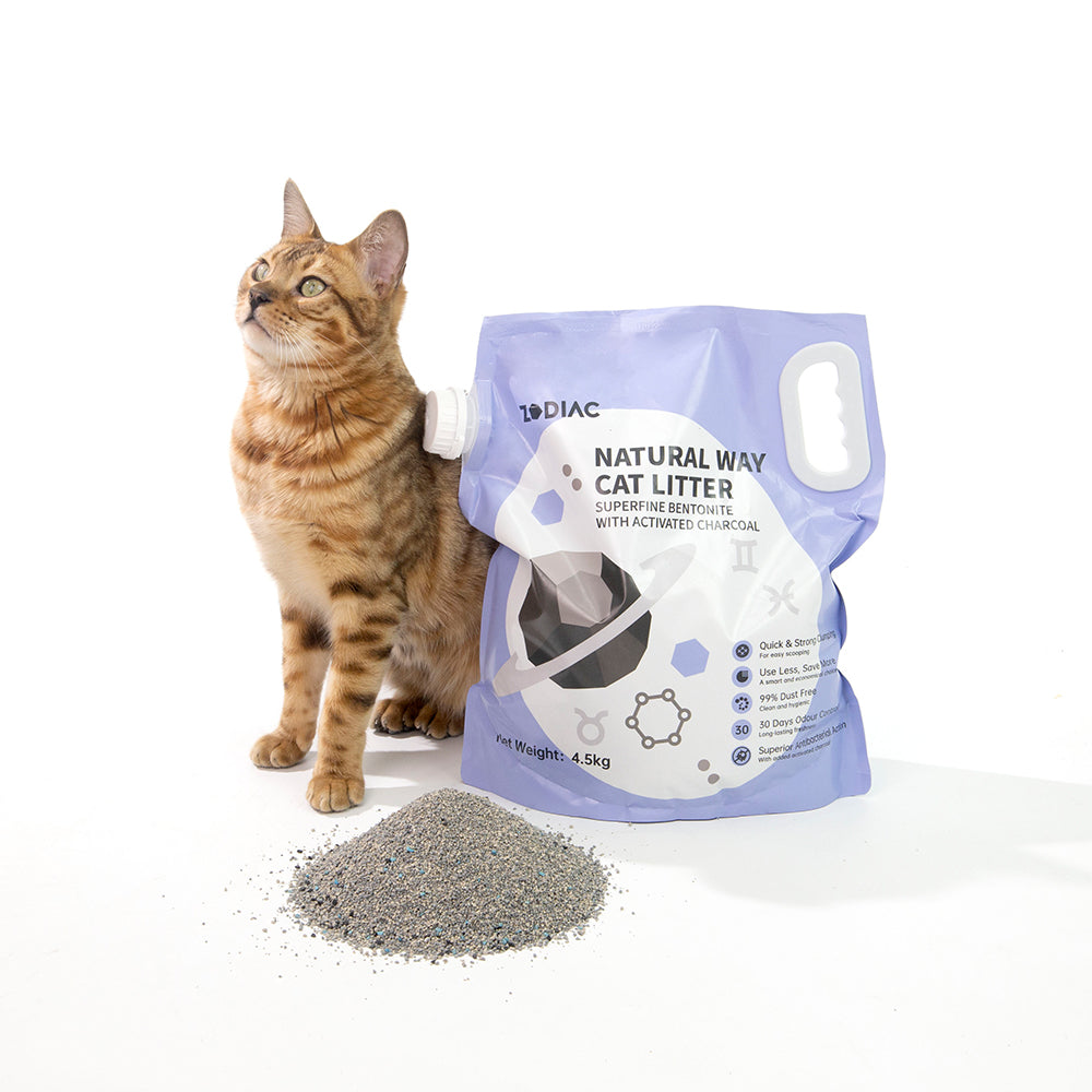 Cat Litter Superfine Bentonite With Activated Charcoal ZODIAC Natural Way 4.5Kgx4