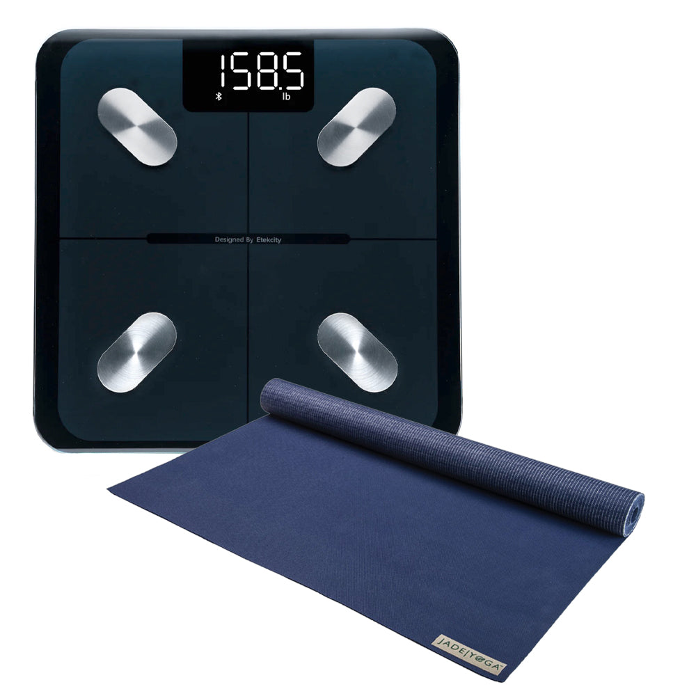 Jade Yoga Voyager Mat Midnight & Etekcity Scale for Body Weight and Fat Percentage Black Bundle