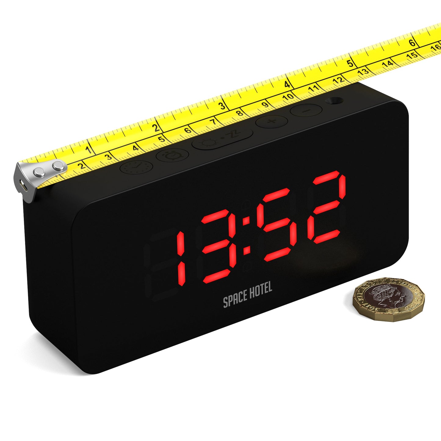 Newgate Space Hotel Hypertron Alarm Clock - Black Case, Black Lens, Red LED