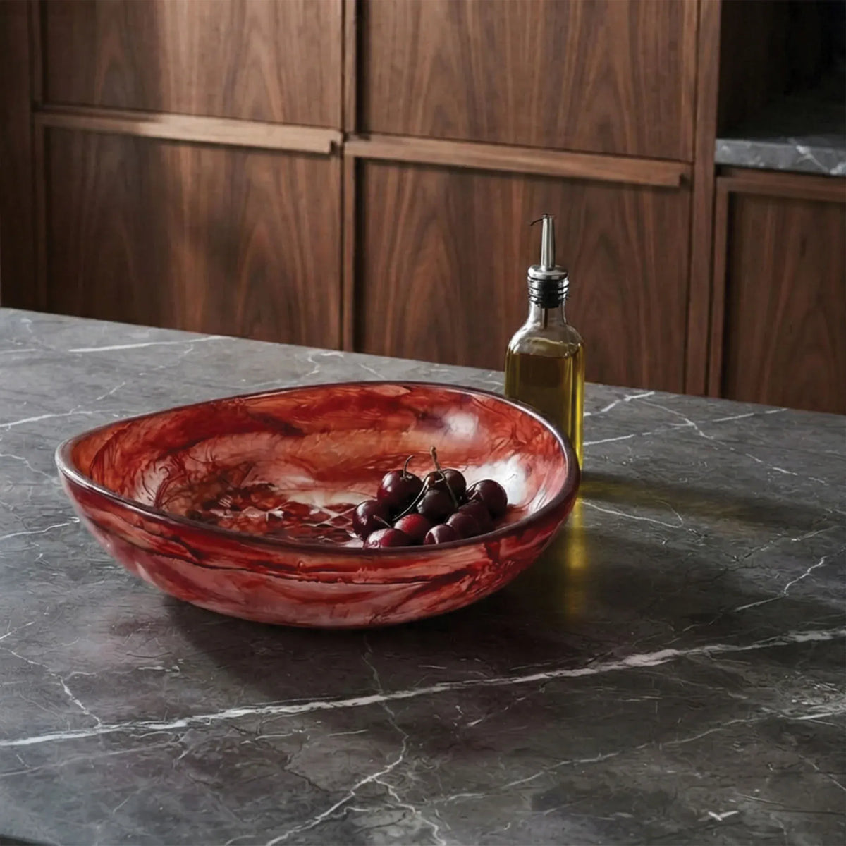 Urban Attitude JADE Medium Bowl Height 8cm highest, 5cm lowest, Width 27cm, Length 28cm - Berry Red