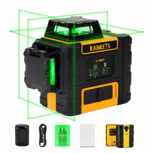 KAIWEETS KT360A Green Laser Level 3 X 360¬∞ Rotary Self Leveling with 1 Rechargeable Battery