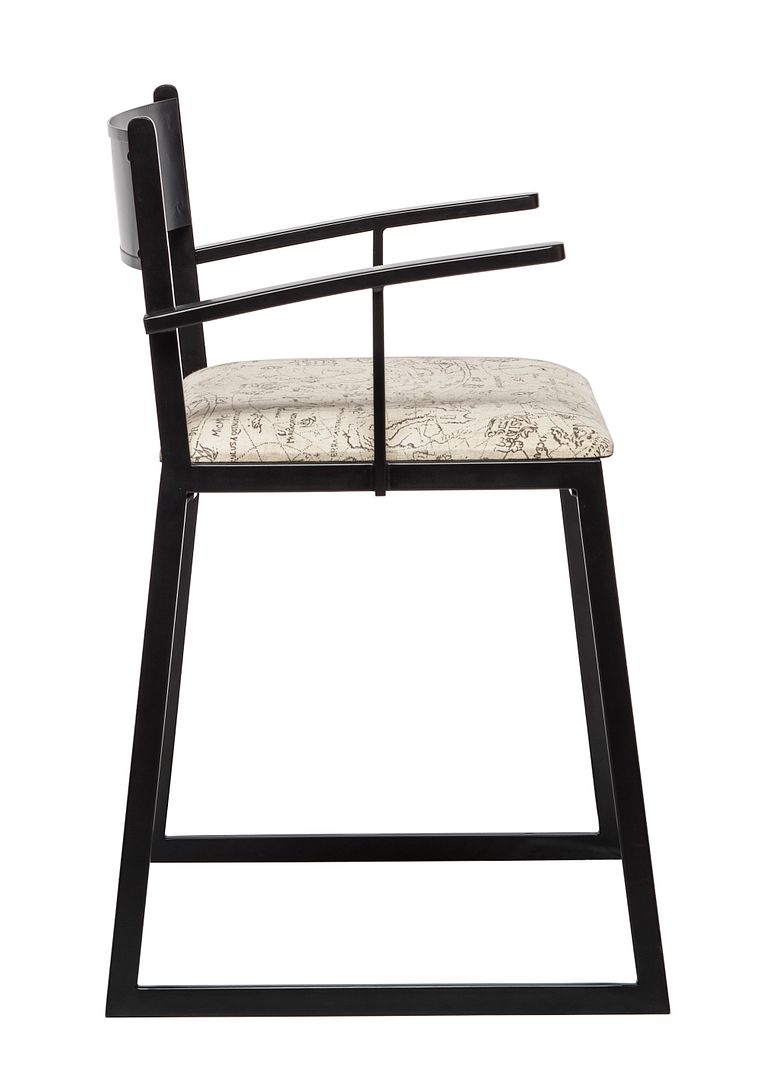 Black Metal Dining Chairs with Upholstered Seat - Set of 2