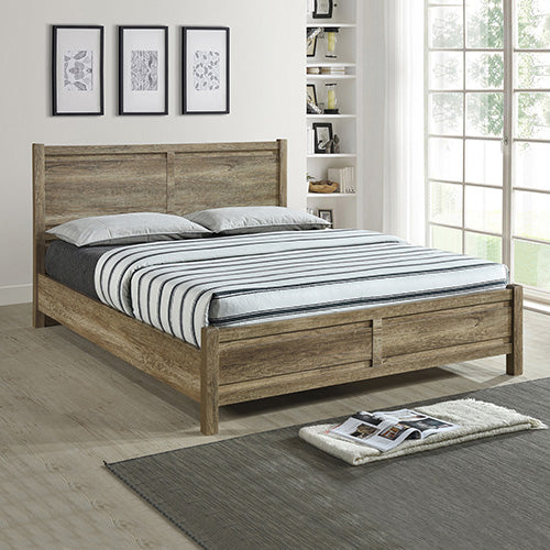 Bedroom Suite 5PC Double Size Oak Colour MDF Structure with Bed, Bedside Table, Tallboy & Dresser