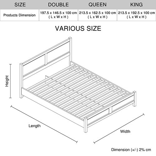 Bedroom Suite 5PC Double Size Oak Colour MDF Structure with Bed, Bedside Table, Tallboy & Dresser