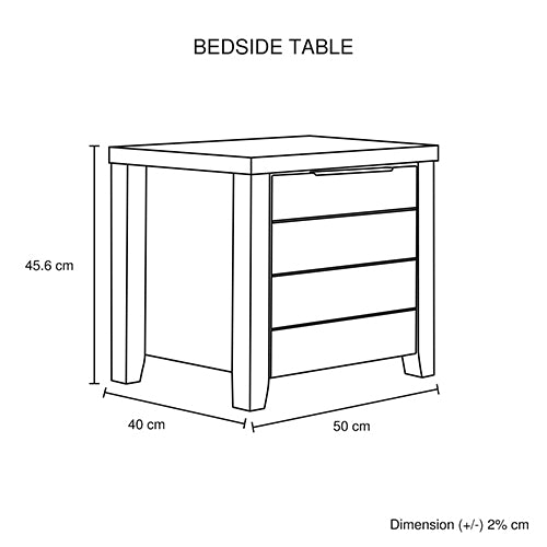 Bedroom Suite 5PC Double Size Oak Colour MDF Structure with Bed, Bedside Table, Tallboy & Dresser